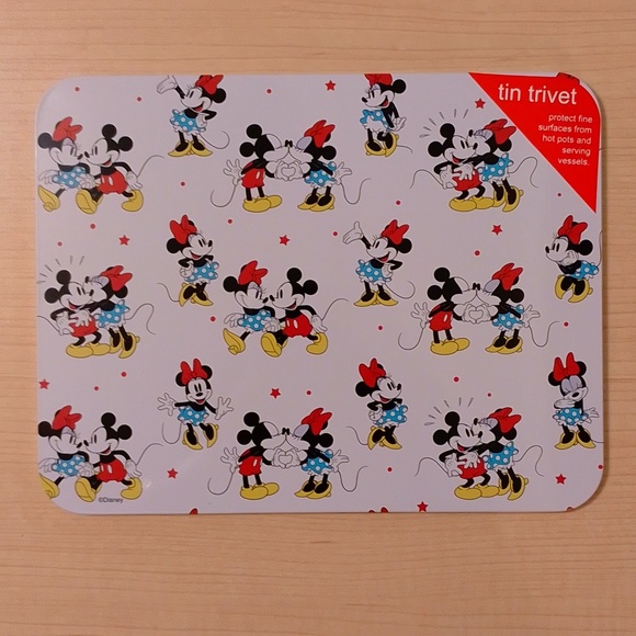 Mickey Minnie Mouse Metal Tin Cork Trivet Hot Plate - Picture 1 of 6